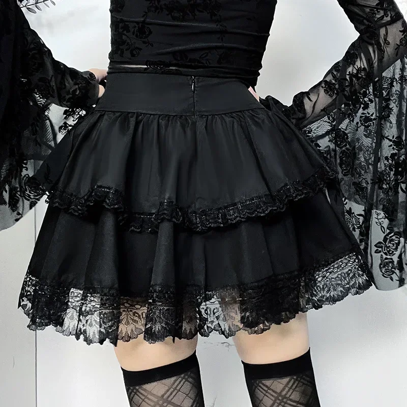 Y2K Kawaii Harajuku Aesthetic Sexy Black A Line High-waisted SkirtsGoth Plaid Pleated Mini Skirt Summer Women Skirts Streetwear