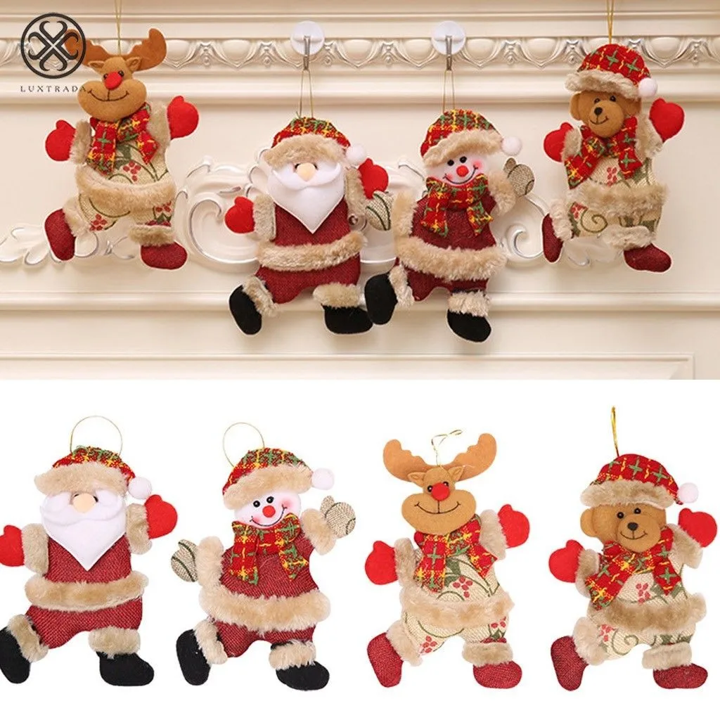 8Pcs Christmas Cartoon Creative Pendant Home Christmas Tree Decorations Flat Doll Printing Pendant