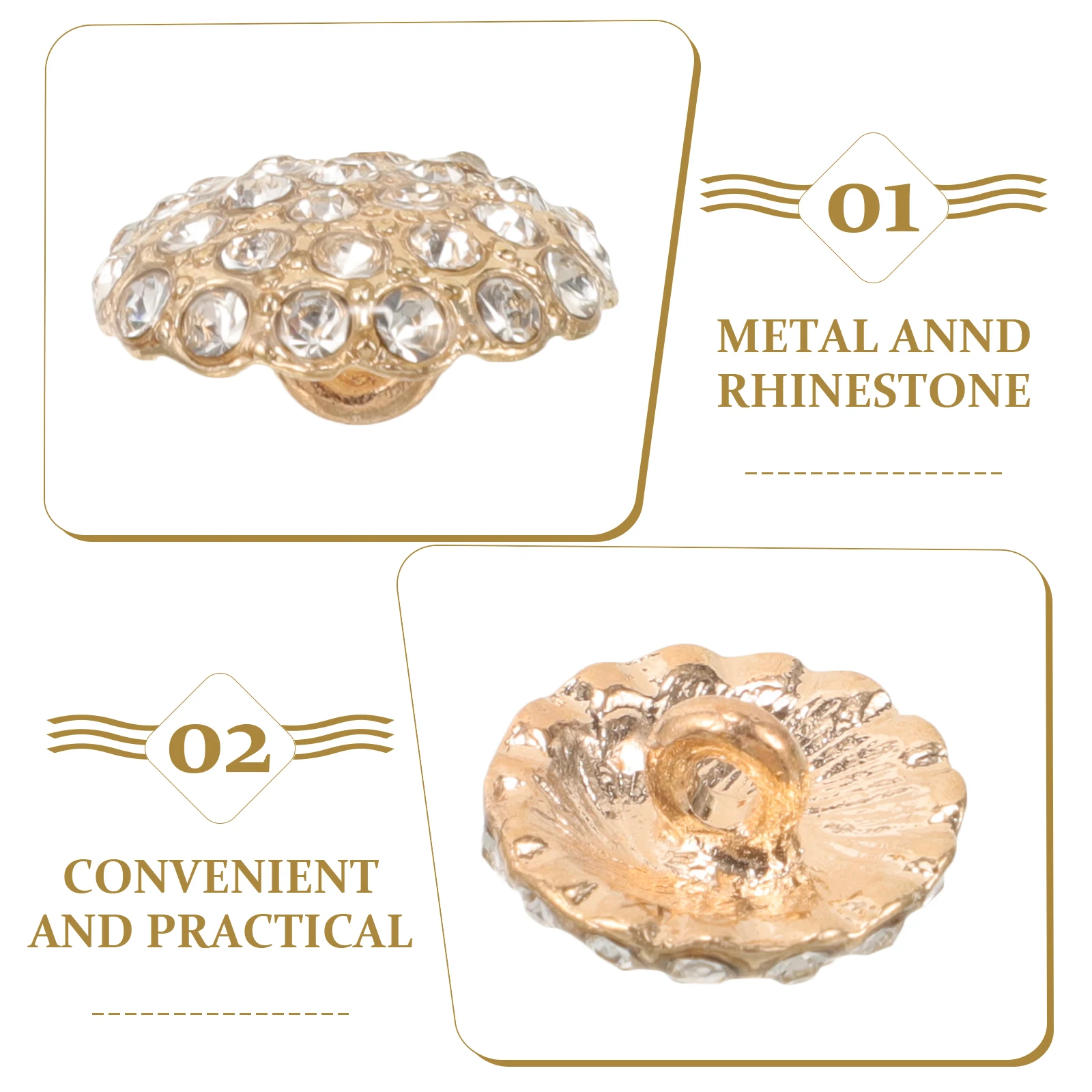 

10pcs Rhinestone Sewing 15Mm Clothing Diy Accessories Replacement For Coats Sweater Costume Fasteners Fashion