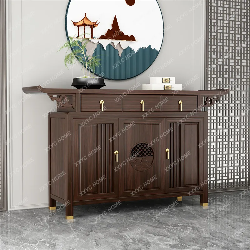 New Chinese Ebony Entry Entrance Cabinet Zen God Buddha Cabinet Display Cabinet