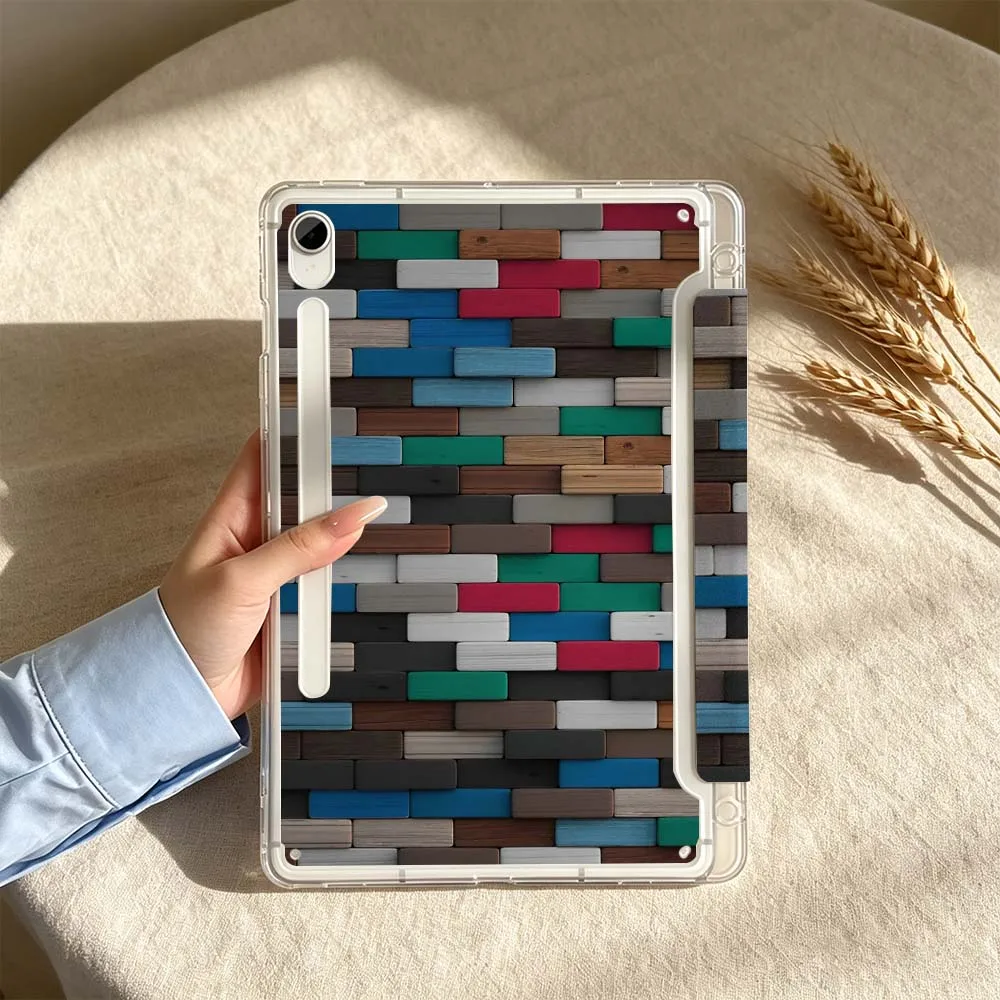 Colorful Wooden Strip Wall Soft For Samsung Galaxy Tab S6 S7 S8 S9 S10 S11 A8 A9 A11 Lite FE Plus 3Y Tablet Case