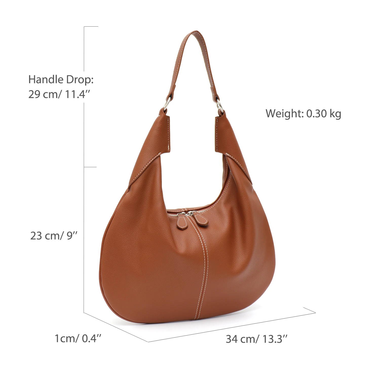 CR Daily Fashion PU Vegan Leather Women Hobo Simple Casual Solid Color Shoulder Bags Large Capacity Handbag Purse Underarm Pouch