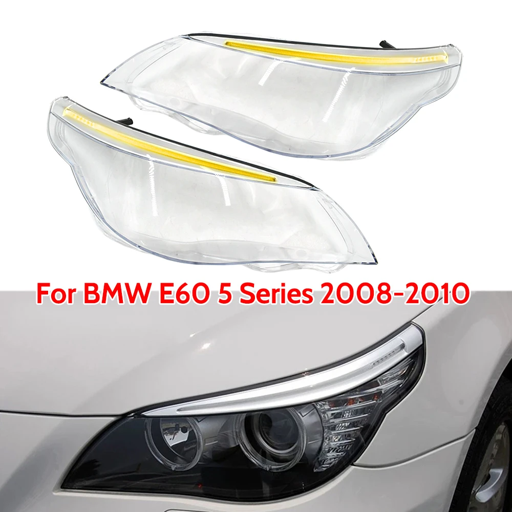 2pcs Waterproof Car Front Headlight Cover With Steering LED Light Module For 08-10 BMW E60 5 Series