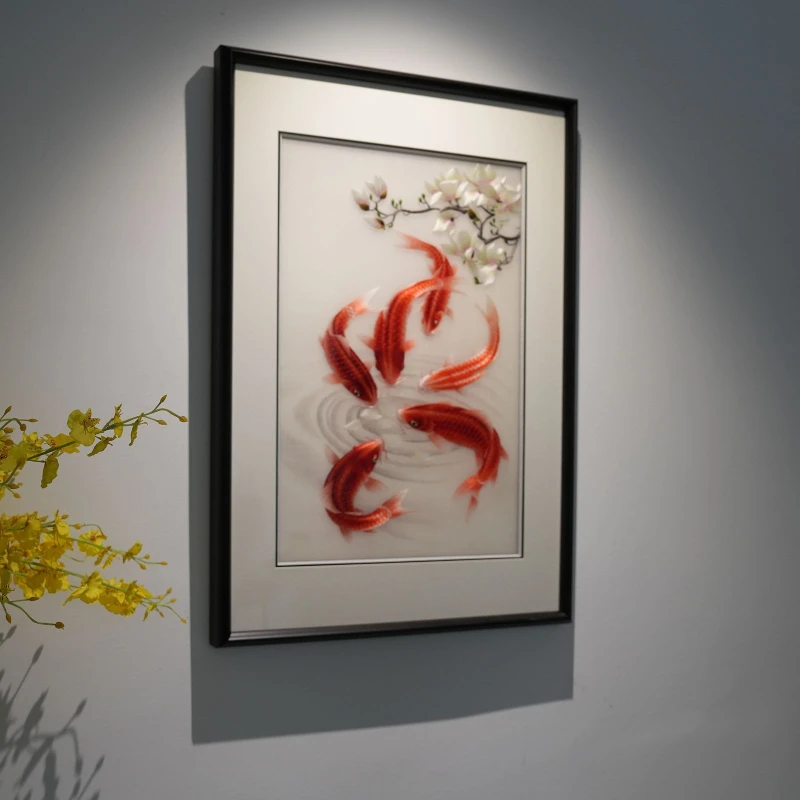 Embroidery gold and jade full restaurant living room pure handmade high-end boutique decorative hanging paintings