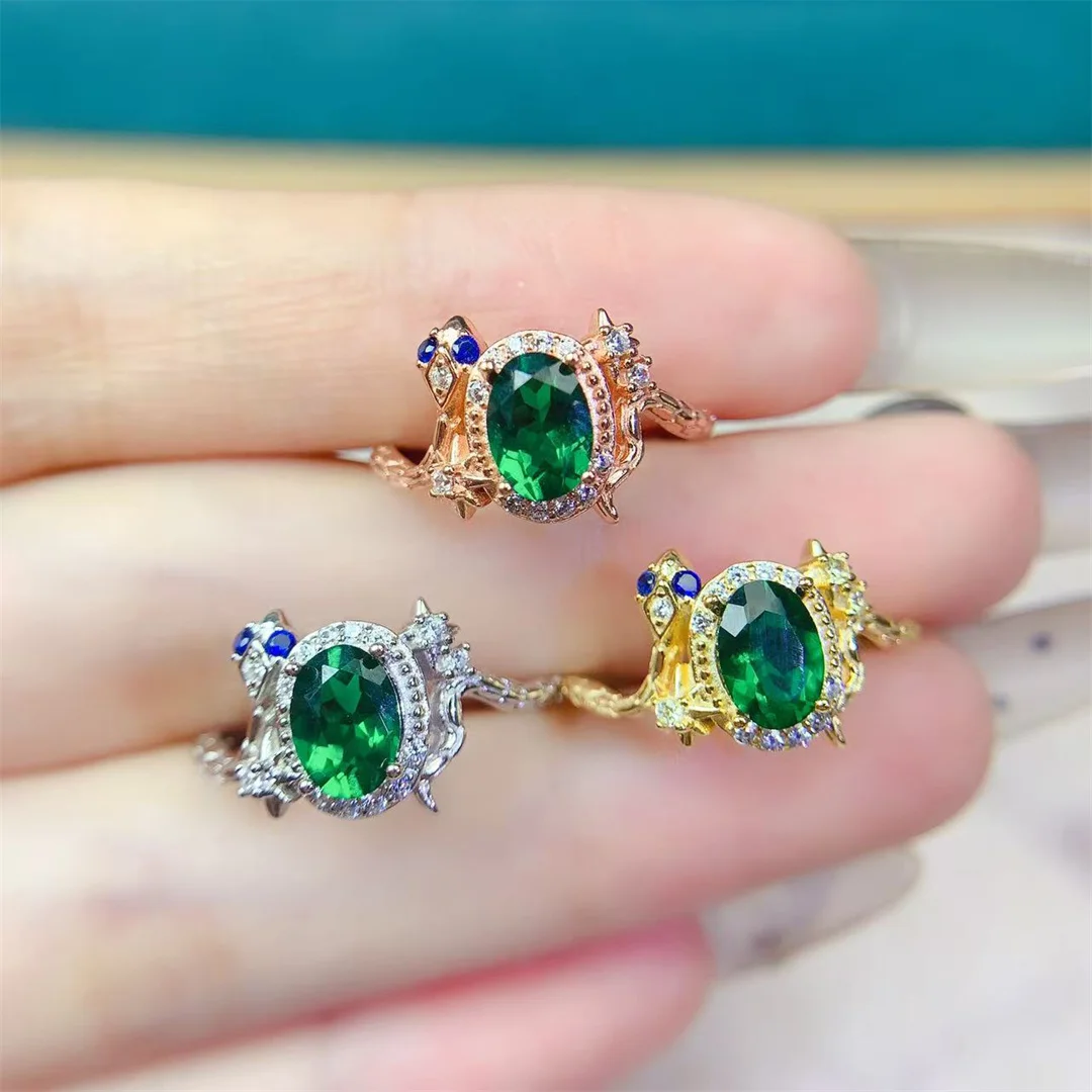 

Gorgeous Exquisite Green Diopside Ring Premium S925 Silver Dainty Stylish Jewelry for Women Perfect Gift