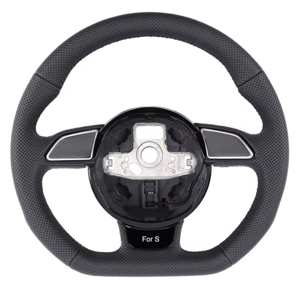 Suitable For Audi A4 B8 A3 A5 A6 A7 Q3 Q5 Q7 Black Fully Perforated Multifunction Steering Wheel