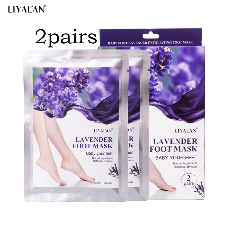 

2pair / box Foot Mask Exfoliating Feet Peeling Socks Moisturizing Anti Crack Heel Remove Dead Skin Lavender Footmask Beauty Care