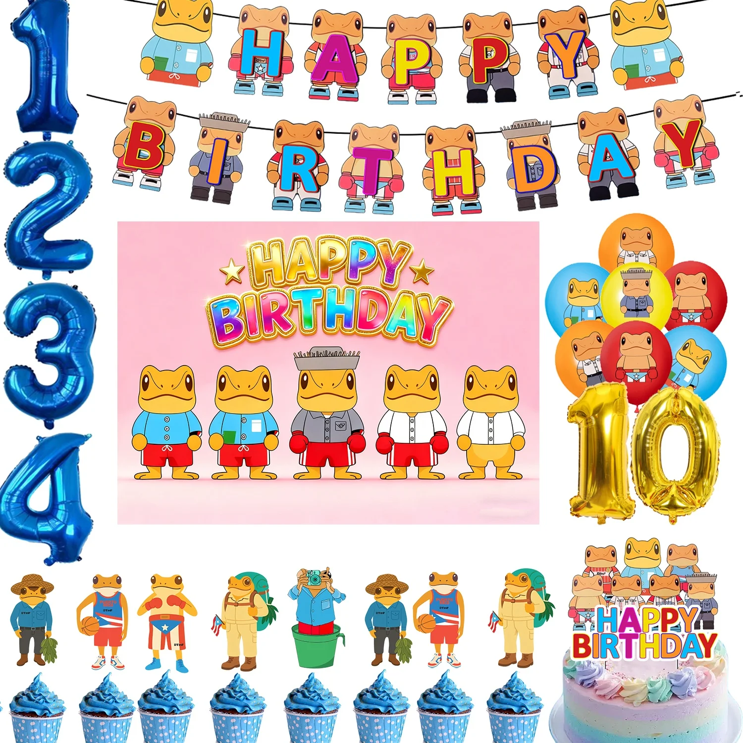 Decoraciones de Fiesta de Cumpleaños Infantiles con Temática de Conejo Malvado, Fondo de Globos con Diseño de Rana de Dibujos Animados SAPO CONCHO, Accesorios de Fotografía para Niños y Niñas