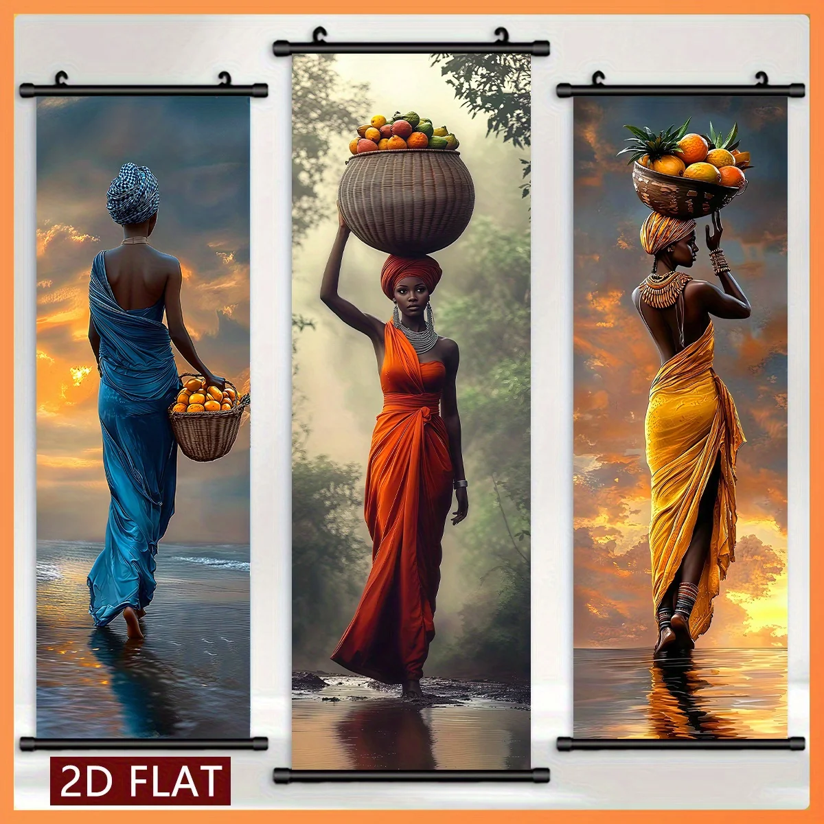 African Ethnic Style Women's Scroll Tapestry High-Definition And Not Easy To Fade Wall Hanging Scroll Painting Room Decoration