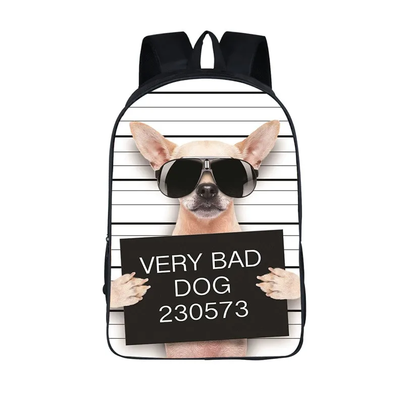 Funny Bad Dog Backpack Bulldog Pug Men Women Rucksack Children School Bags for Teenager Girls Boys School Backpacks Bookbag Gift