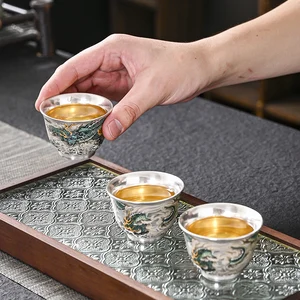Goldene Porzellan-Teetasse, High-End-Malerei, gesundes Geschenk, persönlicher Gebrauch, Meister, Keramiktee, Abendessen, Sterlin 999 8 Hauptverkäufe Silver Cup - №6