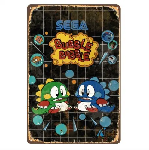 Bubble Bobble Retro-Videospiel Metallposter Blechschild 20*30cm-Aluminium