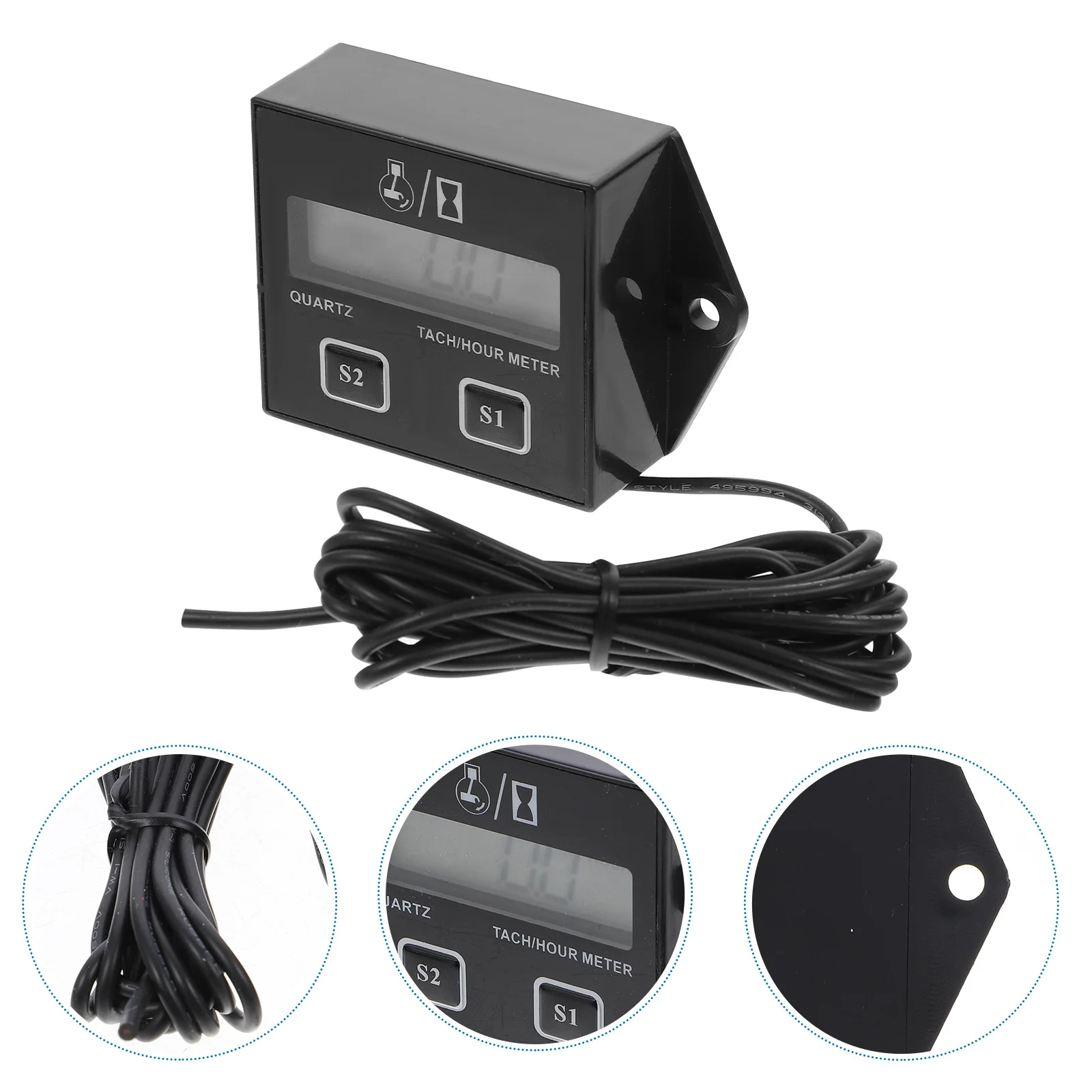 

1Pc Portable LCD Display Spark Plugs Tach Hour Meter Tachometer Gauge for Motorcycle ATV Boat Generator (Black)