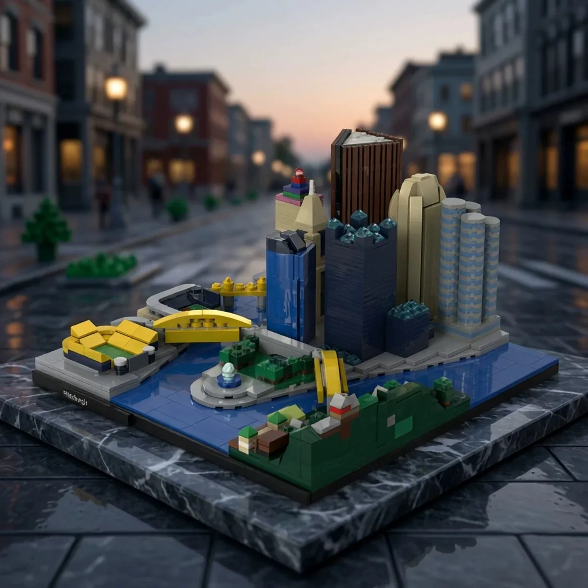 MOC Kreatives Stadt-Wahrzeichen-Architekturmodell der Skyline von Pittsburgh, Bausteinmodell, Erwachsenen-Puzzle, Montage-Spielzeug, Geburtstagsgeschenk, Dekoration – Detail 1