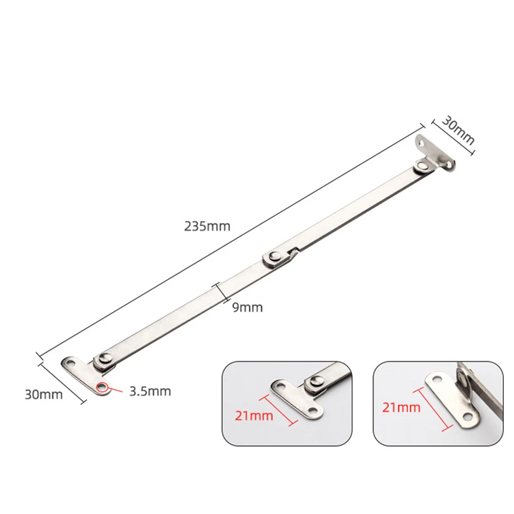 High Quality Brand New Door Stay Hinges Pull Silver Stainless Steel Support 2PCS Two-fold Activity Rod Cabinet