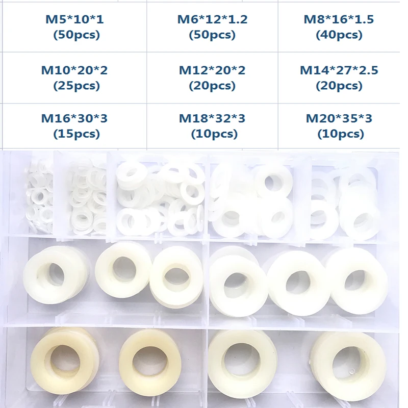 White/ Black Plastic Nylon Washer Flat Ring Seal Washer Gasket M2 M2.5 M3 M4 M5 M6 M8 M10~ M20 Insulation Gasket Ring For Screw