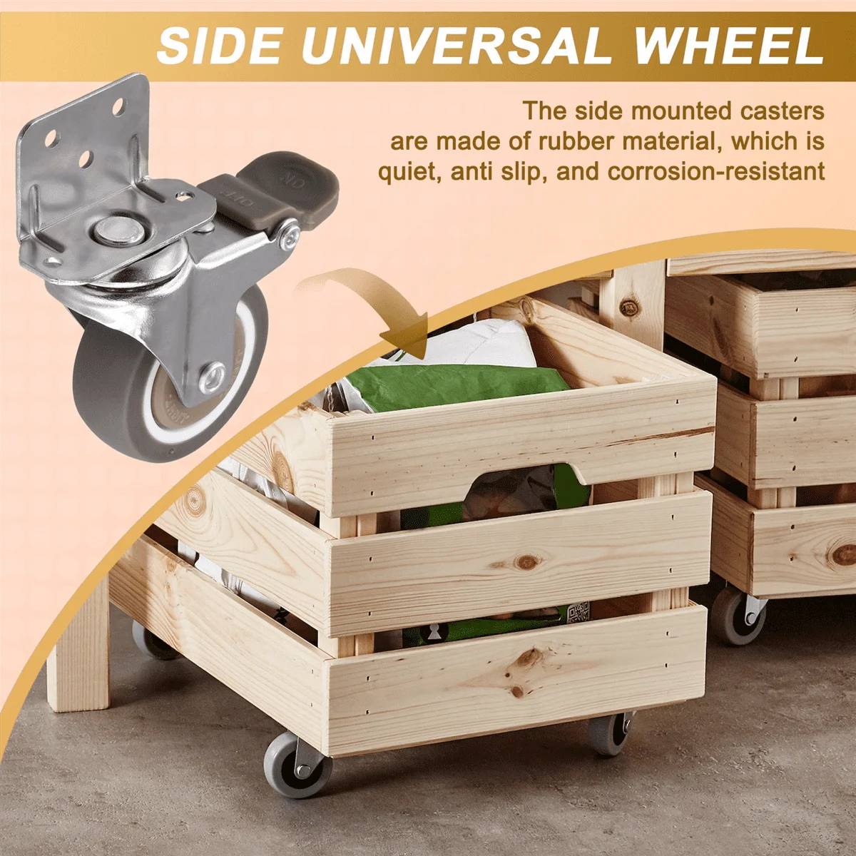 4Pcs L Type Furniture Casters Heavy Duty Soft Rubber Mute Caster Wheels Trolley Baby Crib Bed Universal Side Mounted Wheels
