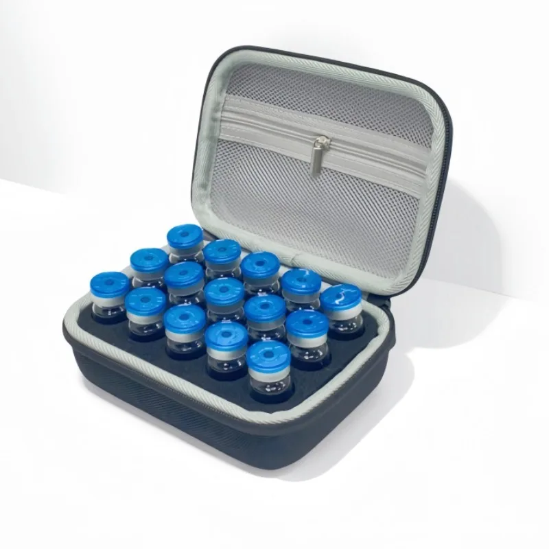 Insulin-Fläschchenhalter mit 15 Fächern für 10ml Fläschchen, Tragbare Peptid-Tasche mit Schaumstoffschutz, Portable Insulin-Aufbewahrungstasche (Nur Tasche) – Detail 11