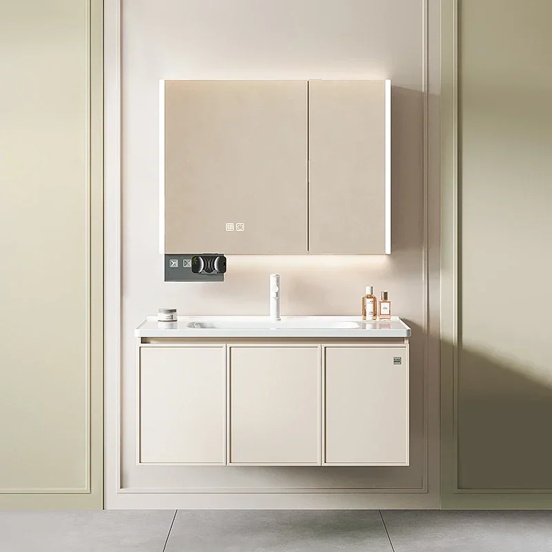 

Cabinet Furniture Light Luxury Bathroom Cabinet Combination Ceramic Hand Wash Basin Washbasin Bathroom Cabinet Storage Locker