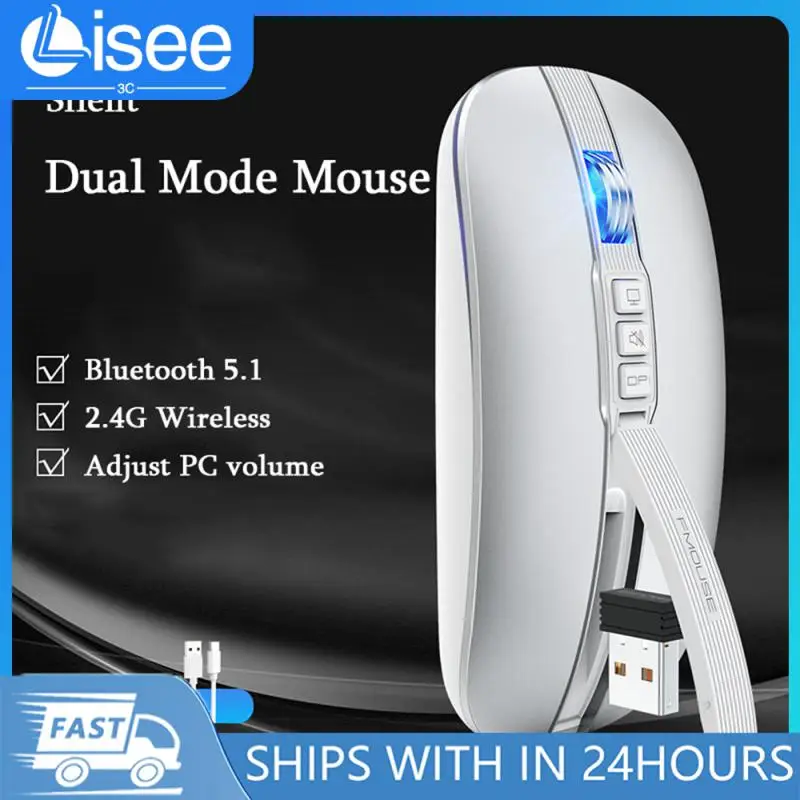 Dual Mode 2.4G Wireless Mouse 1600DPI Type-C Rechargeable Ergonomic Silent Mice For Laptop PC Gaming Mouse Gamer