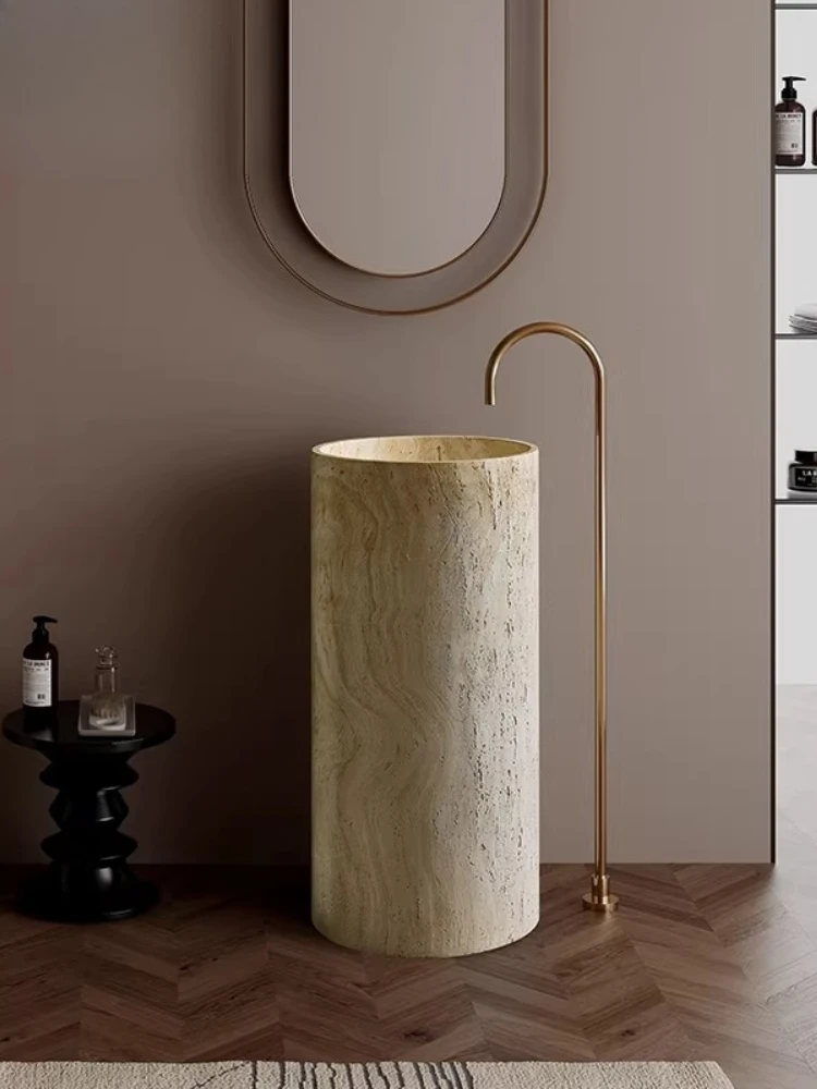 

Минималистичная роскошная раковина-колонна из камня, интегрированная в конструкцию от пола до потолка, креативная художественная раковина для клуба
