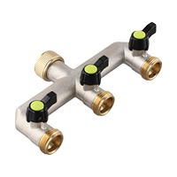 Versatile 3 Way Y-Distributor Brass Hose Splitter 3/4 With 3 Stopcocks For Garden Watering 360 Degree Rotation Easy Installation