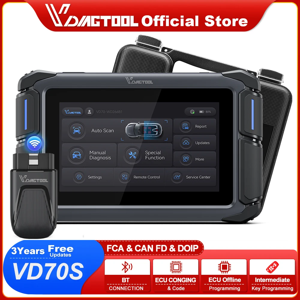 VDIAGTOOL VD70S VD70 BT Bluetooth Automotive Scanner Wireless Car Diagnostic Scan Tools ECU Offline Programming/Coding FCA DOIP