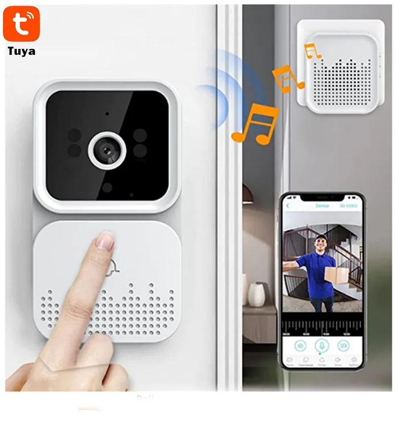 Tuya APP Long Time Standby  Wireless WIFI Doorbell  Low Comsunption  Video Door Phone With Indoor Chime Visual Doorviewer