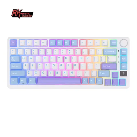Teclado mecánico RK ROYAL KLUDGE M75 con junta 2,4G inalámbrico/Bluetooth/USB 75% RGB teclado para juegos intercambiable en caliente con pantalla