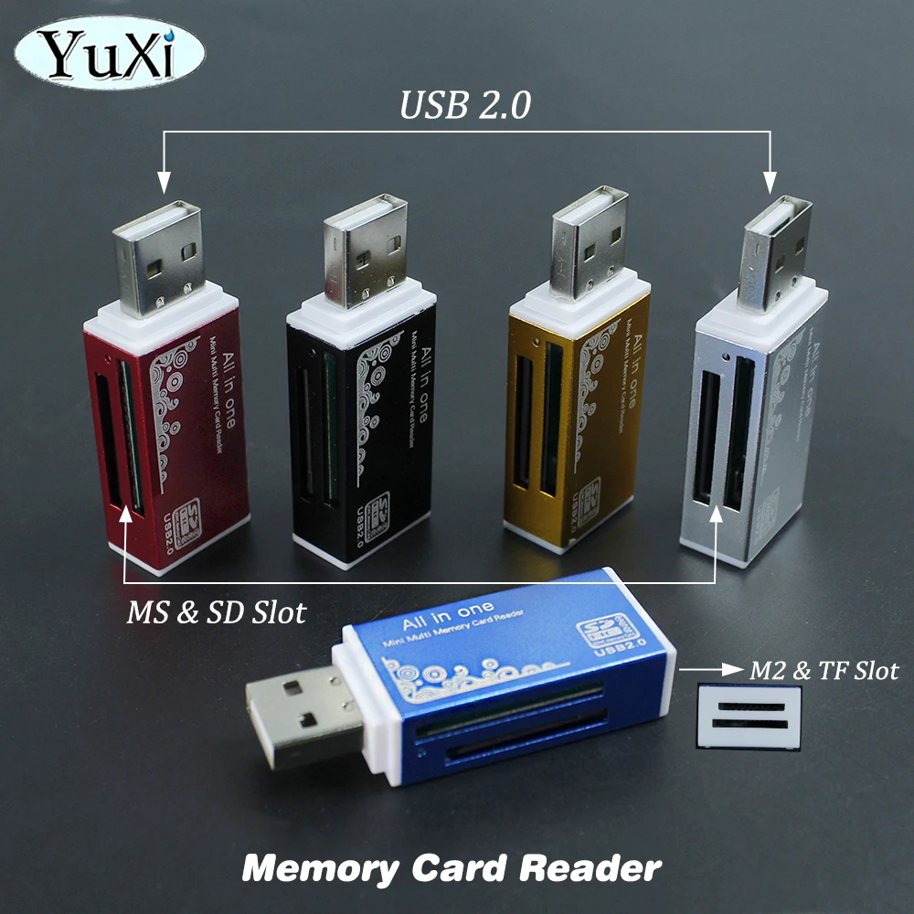 

1Pcs Multi Card Reader Memory Card Adapter Plug For Micro TF SD Card SDHC MMC MS Pro M2 MS Duo T-Flash Card