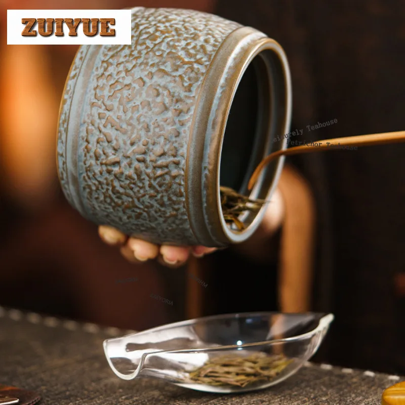 HOYIHM Rock Texture Tea Box Organizer Moisture-proof Aesthetic Storage Tank Containers Tea Caddy Oolong Tea Tableware Collection