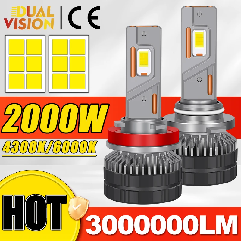 

Светодиодные фары H7 H11 H1 H4 4300K / 6000K Мощный LED 9054 CSP чип HB3 HB4 9012 12V
