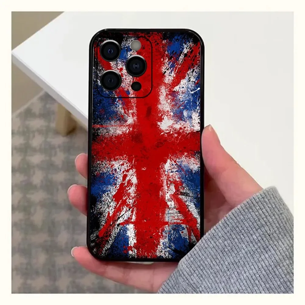 Etui na telefon Union Jack British England UK Flag do Apple iPhone 15,14,13,12,11,Pro,X,XS,Max,XR,Plus,Mini Soft Black Cover