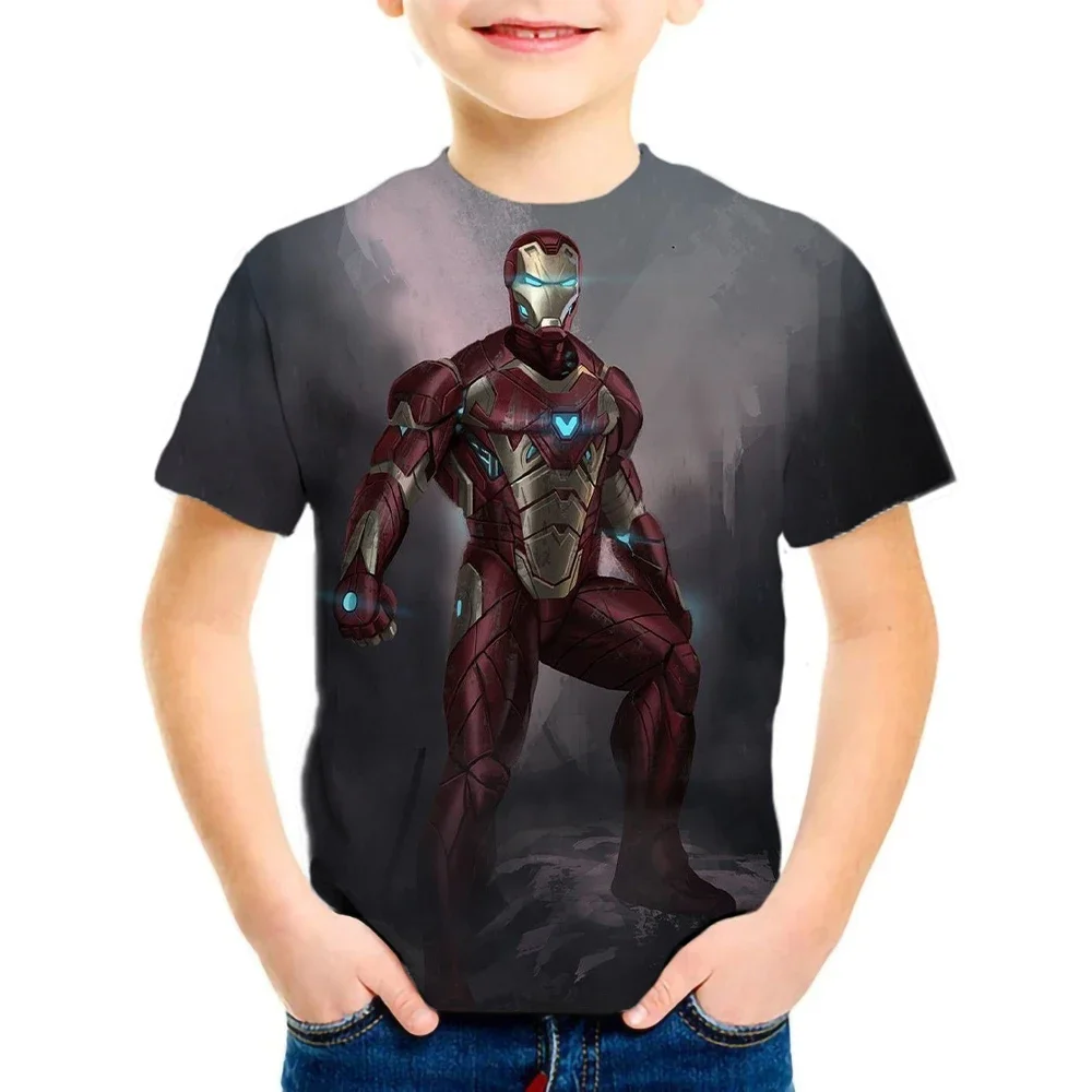 Disney Iron Man Movie Casual T-Shirts Marvel 3D Tees Harajuku Graphic Short Sleeves T-Shirts Boys Tshirt Cartoon Girls Clothes