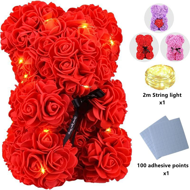

2026 LED Artificial Flower Eternal Rose Teddy Bear for Mom Mother's Day Birthday Valentine's Day Anniversary Gifts & Decoration