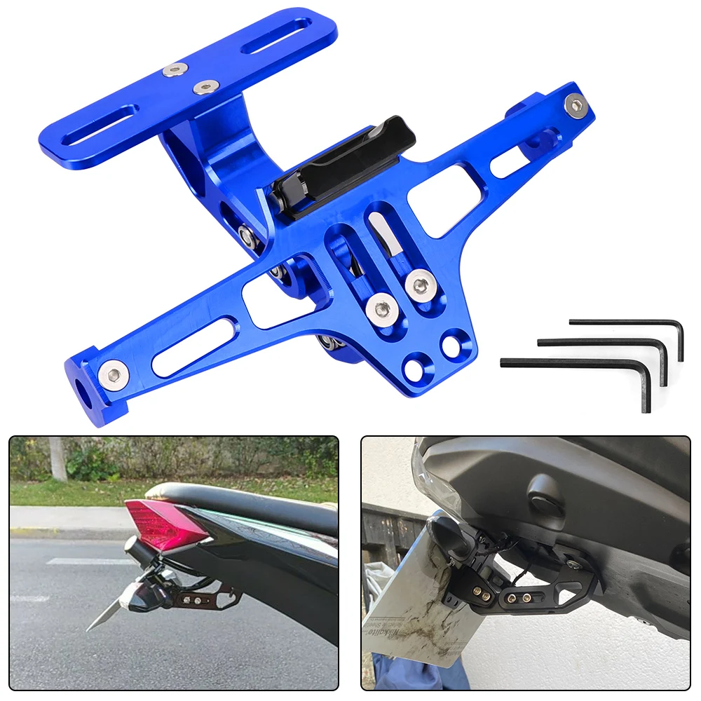 Moto Accessories Motorcycle License Number Plate Holder Frame CNC Aluminum Turn Signal Light Bracket Universal