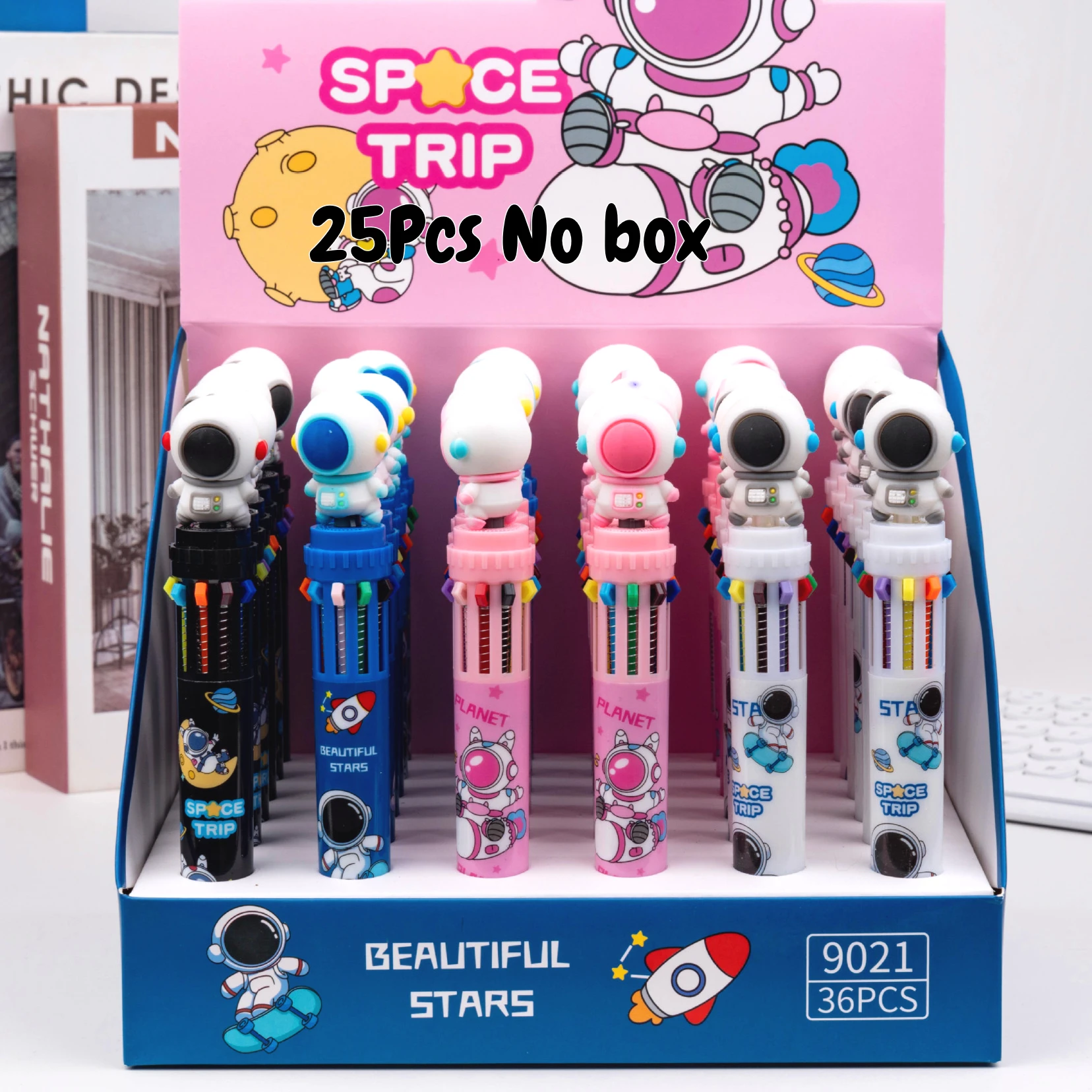 

25Pcs/Lot Cute Cartoon Astronaut 10 Color Ballpoint Pen Spacemen Multicolors Pens Office Writing Supplies Kids School Stationery