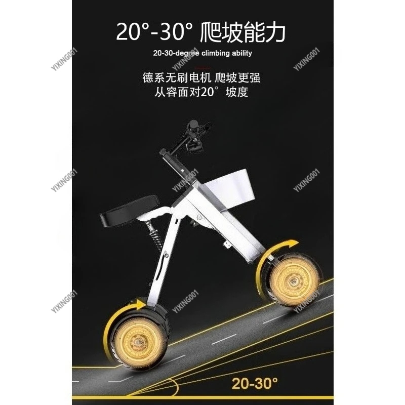 

Premium Foldable 2-Seater Electric Tricycle Portable Mini Parent-Child Mobility Scooter for Daily Use