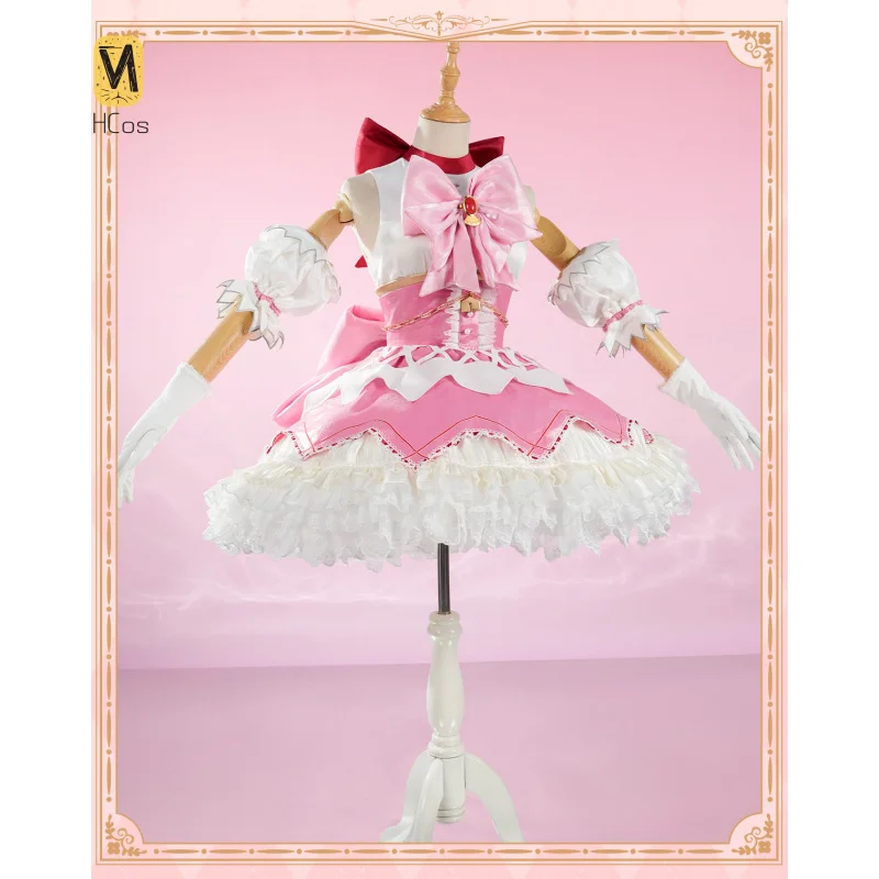 

HERO Cos Madoka Magica Cosplay Costume Role Play Women Sexy Elegant Halloween Party Pink White Dress Suit Full Set