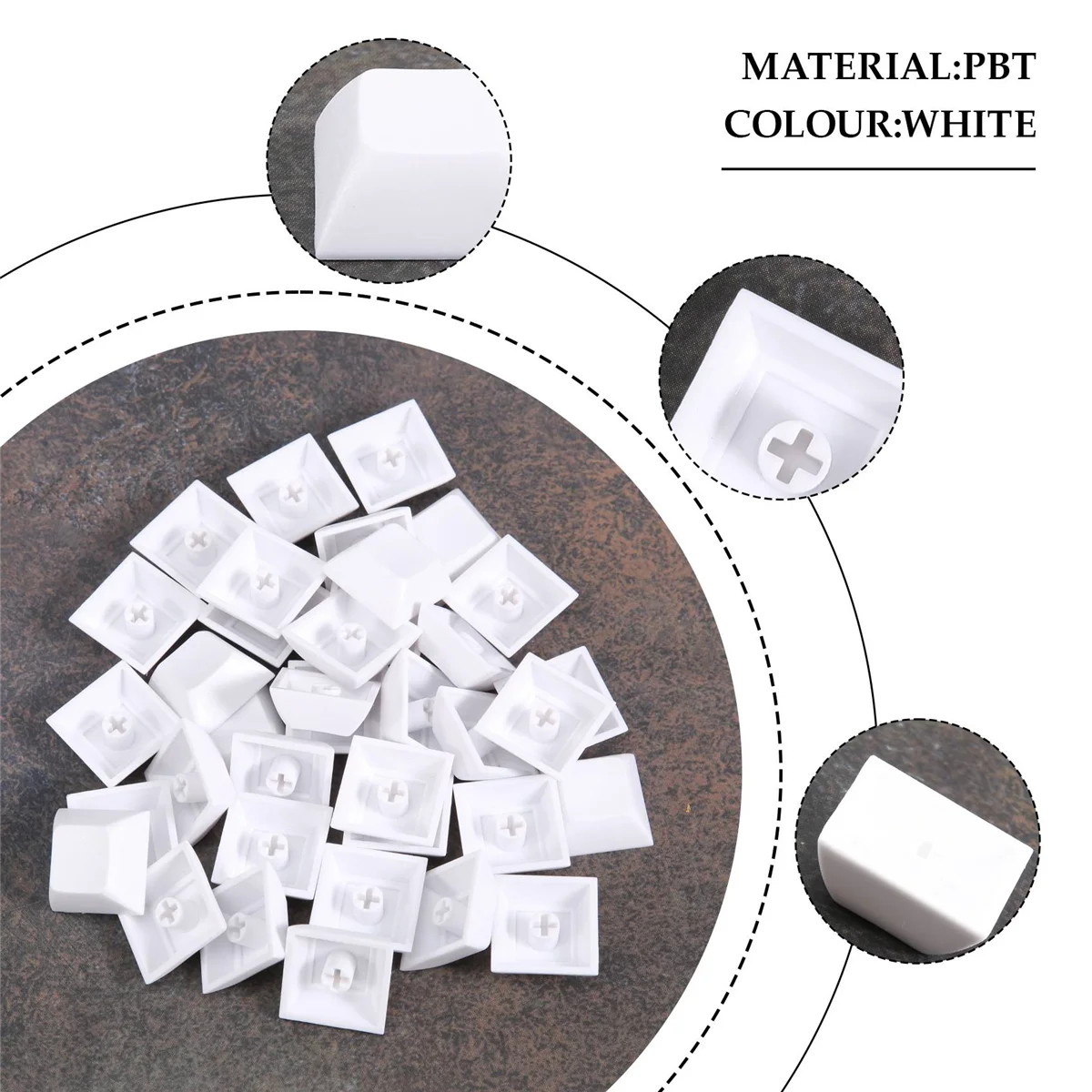 

SCLS 37 PCS PBT Keycap DSA 1U Keycaps for Cherry MX Custom Keycap Set for Gaming Mechanical Keyboard Keybord ,White