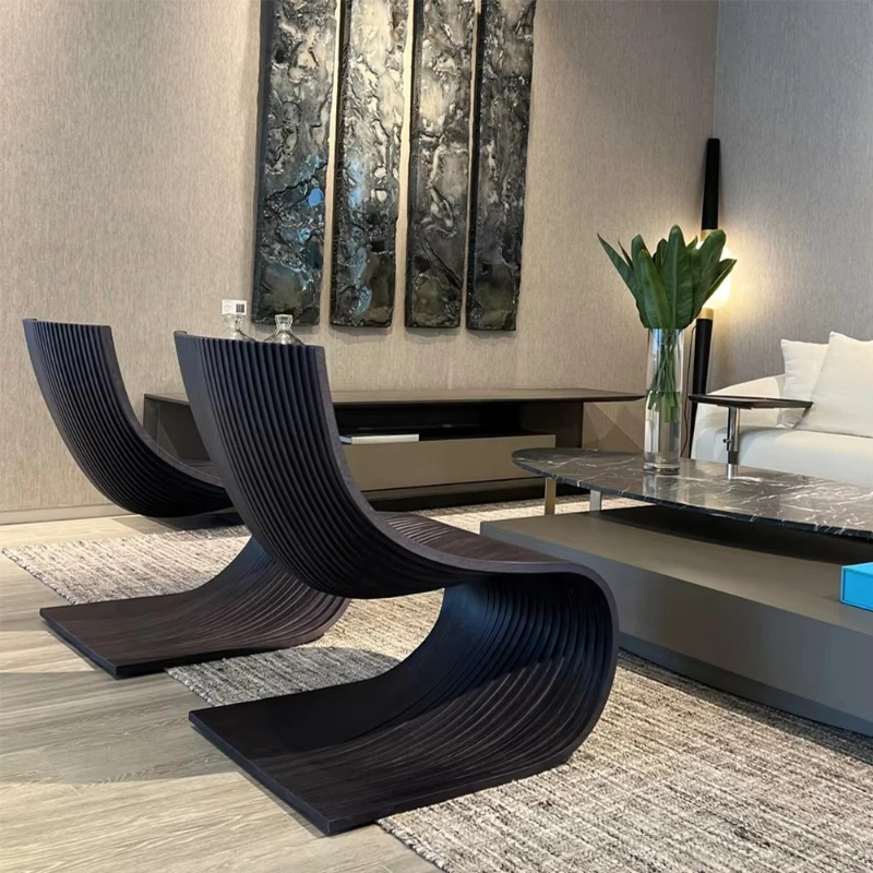 

Modern unique shape leisure chair simple design accent chair home hotel solid wood