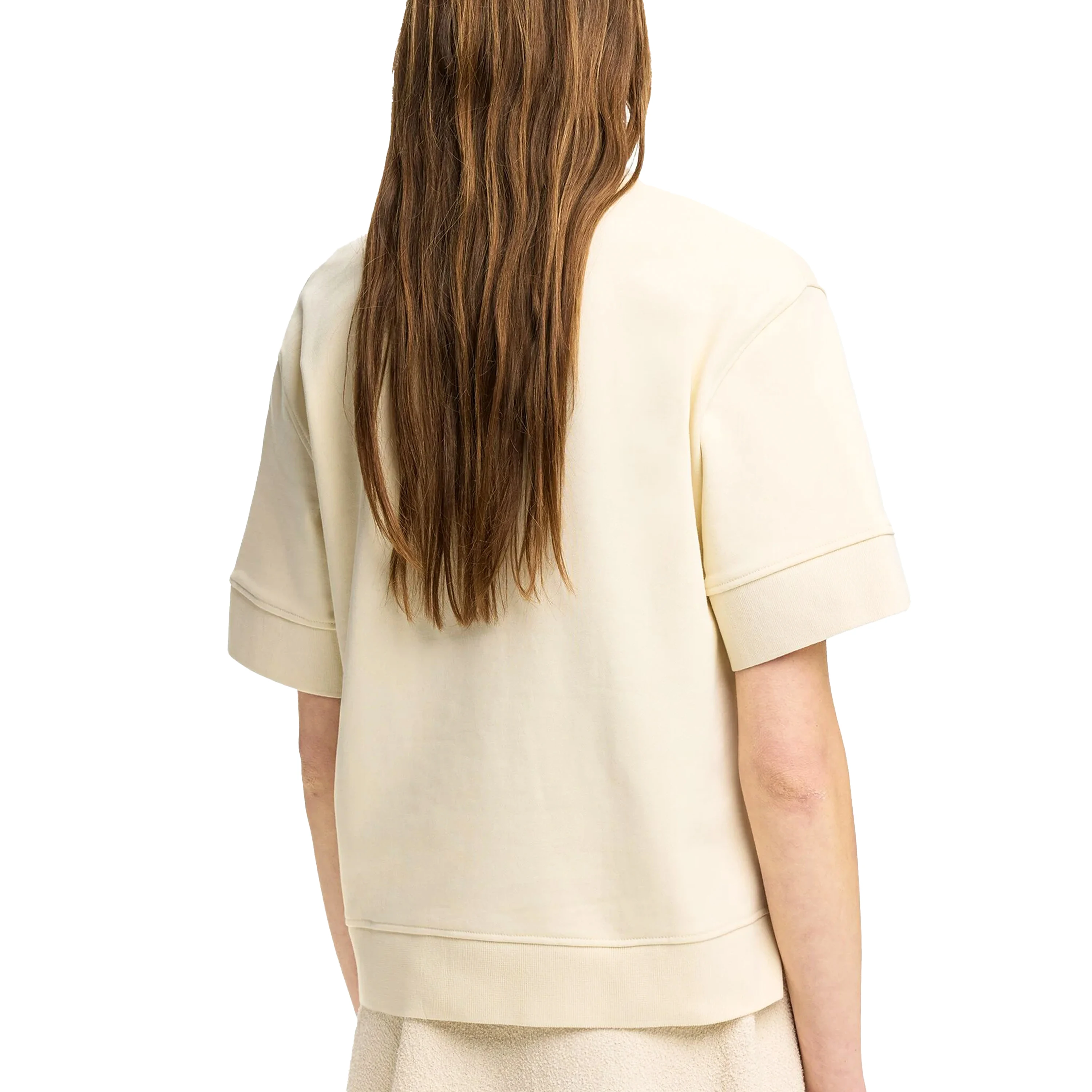 Women's T-shirt new beige minimalist V-neck top