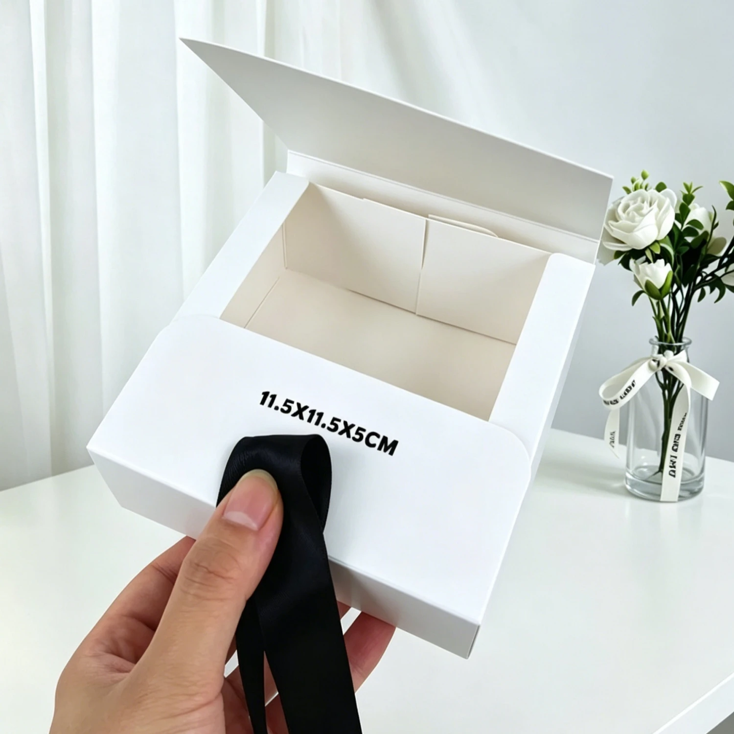 10x Paper Gift Boxes Commodity Packaging Box Customize Logo With Ribbon,Shopping Promotion Box For Wedding Gifts Wrapping