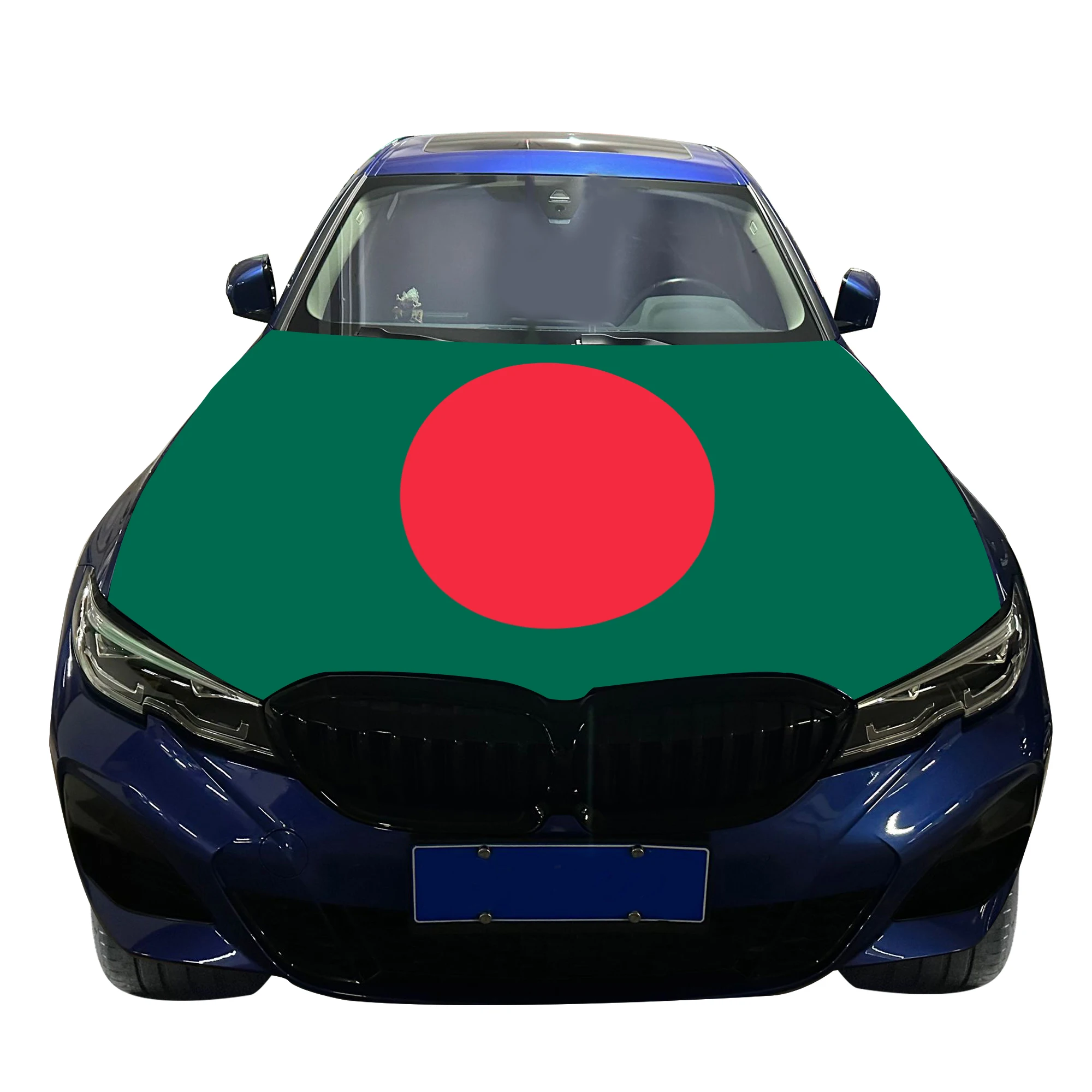 Bangladesh Car Hood Cover Flag  Universal Size Elastic Polyester 120x150cm for Car Decor