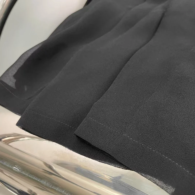 Falda de medio cuerpo plisada de gasa para mujer, falda larga informal versátil, media falda de cintura alta con borde de oreja de madera, nueva, 2025