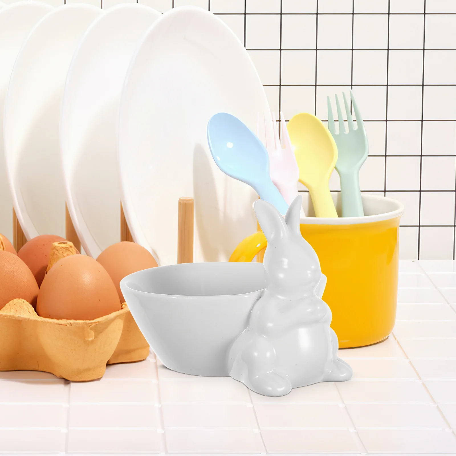 

Ceramic Rabbit Bowl Cute Serving Dessert Dish for Fruit Salad Pudding Cup Household Kitchen Decorative Bowl Cute Serving Bowls