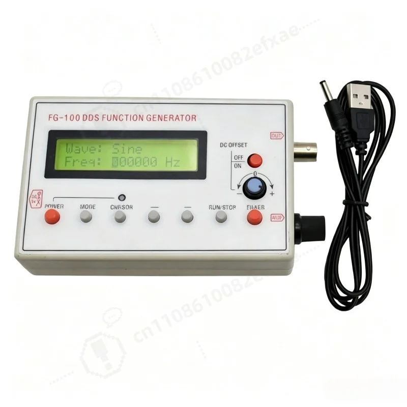 

FG-100 DDS Function Signal Generator, 1Hz-500KHz Sine Square Triangle Waveform Generator, Electronic Lab Test Equipment