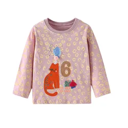 Jumping Meters 2-7T Children's Girls T Shirts Embroidery Kids Autumn Spring Kids Boys Clothes Fashion Toddler Shirts Tops