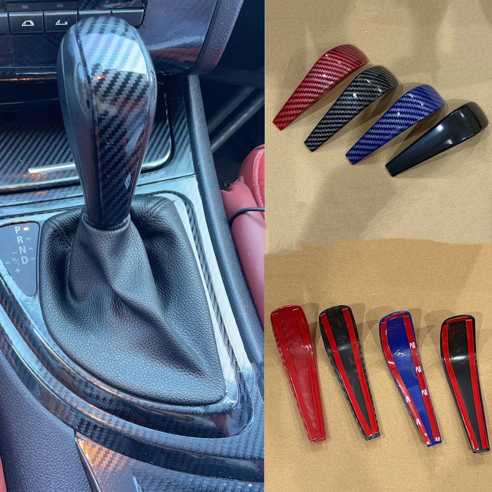 

Plastic Car Gear Shift Knob Sticker For BMW E90 E91 316 318 320 325 328i 2004-2012 Carbon Pattern Black Car Styling