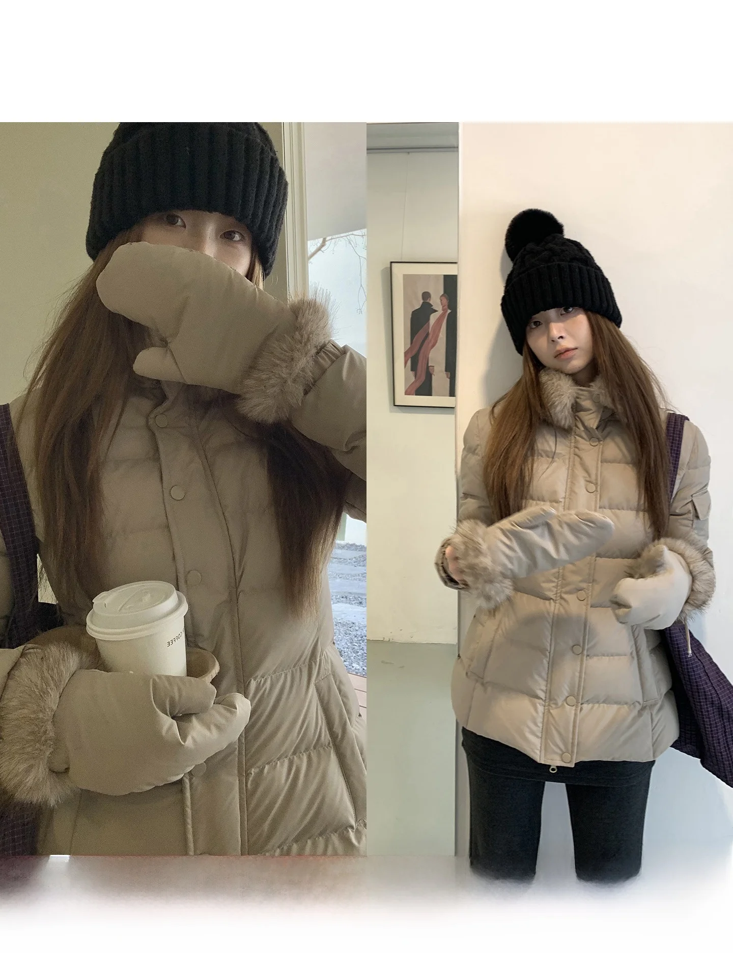 เสื้อโค้ทกันหนาวผู้หญิง Red Celebri Plaza รุ่นใหม่ปี 2025 ดีไซน์สวยงามสุดๆ สีขาว 90% ขนเป็ด  แบบริบ  ให้ความอบอุ่น